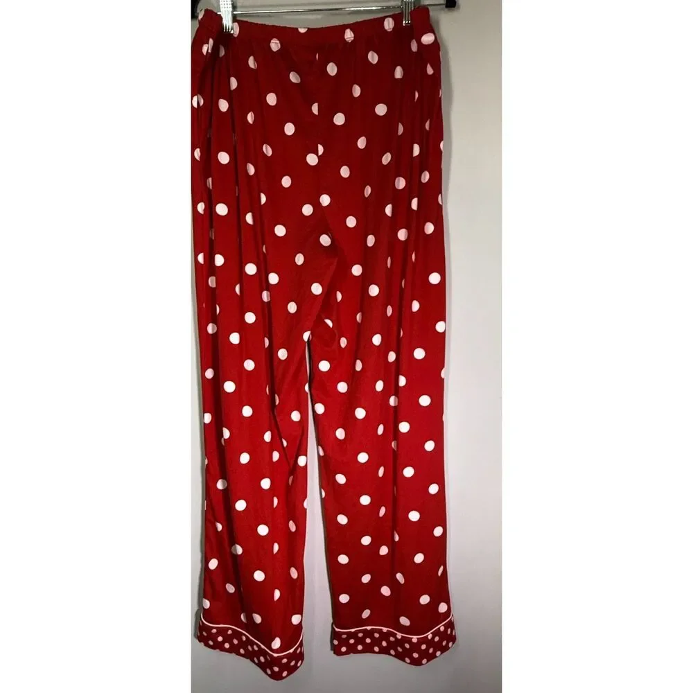 Kate Spade 1X Red Polka Dot Long Sleeve Button Front Pajama PJ Set Lounge Plus